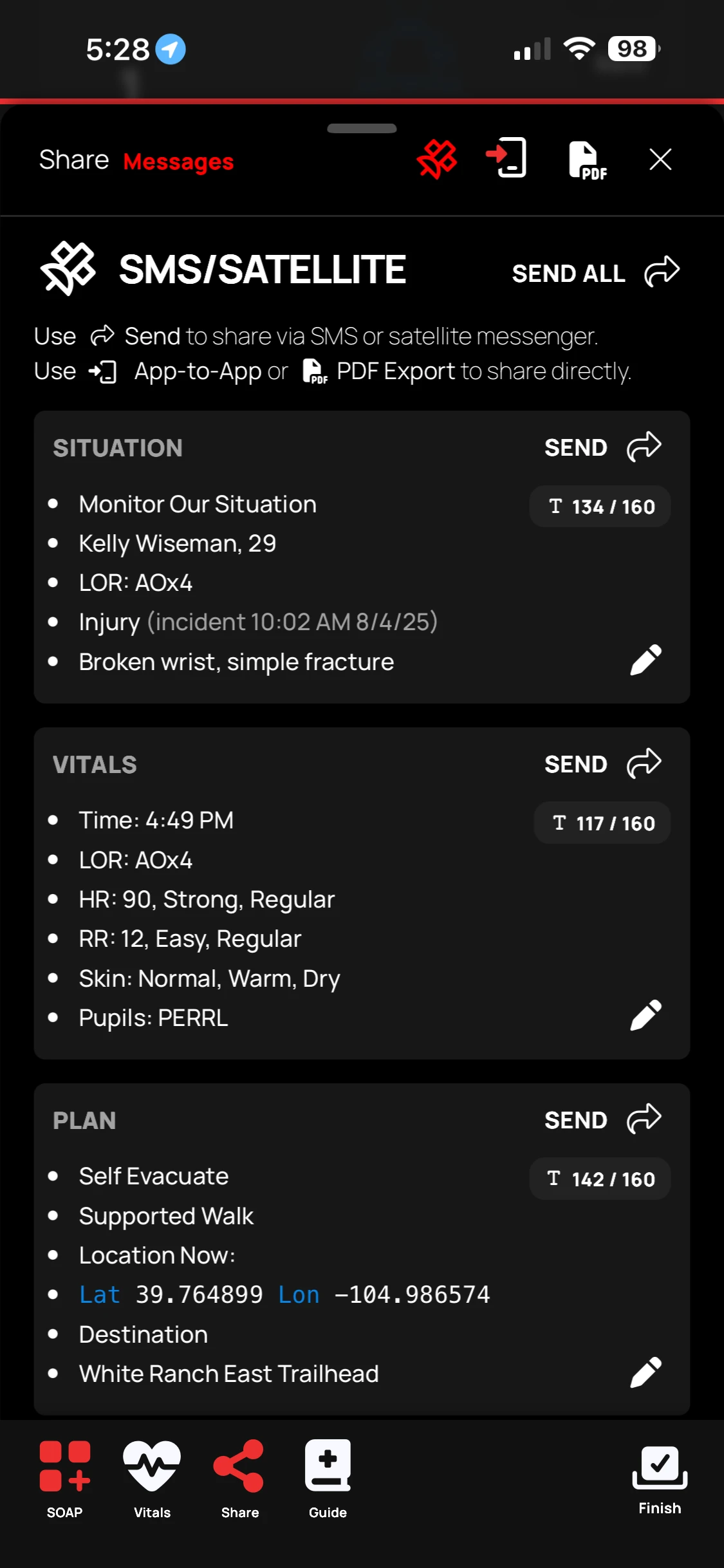 Share — SMS/satellite messages